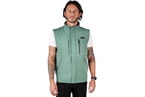 Ellobird Men's Softshell Vest, Warm Windproof Zip Pockets Waterproof Outerwear, Casual Hiking Travel Golf Sleeveless Jacket