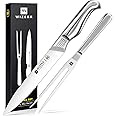 WIZEKA 8" Carving Knife and 7" Carving Fork, Turkey Carving Knife Set 2PSC,Stainless Steel Fork Set and Carving Knife for Meat, BBQ, Brisket, Slicing Knife with Gift Box