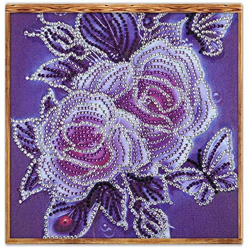 5D Diamond Painting Mosaic Making 5D DIY Special Shape Diamond Painting Flower Cross Stitch Embroidery- Purple - Thumbnail 7