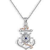 YAFEINI Anchor Necklace 925 Sterling Sliver Cubic Zirconia Anchor Pendant For Women Sailor Necklace Nautical Jewelry Presents With 18+2 Chain