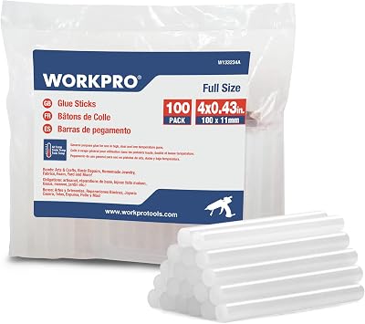 WORKPRO 11 mm x 100 mm Glue Sticks 100 Pack for Glue Gun Hot Glue Sticks EVA