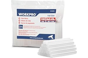 WORKPRO Full Size Hot Glue Sticks, 100-pack, 0.43x4 Inches, Compatible with Most Glue Guns, Multipurpose for DIY Art Craft General Repairs, Home Decorations and Gluing Projects