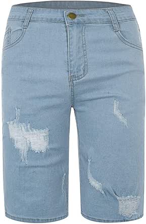 Men Denim Shorts Casual Ripped Jeans 