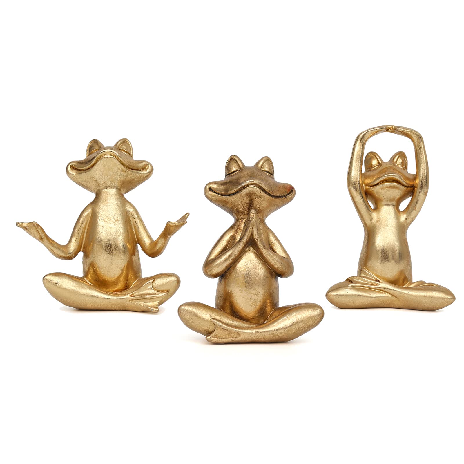Photo 1 of Gold Frog Figurines Yoga Decor 3.7In Set of 3 –Frog Yoga Statues for Modern Living Room Desk Table Home Office Bookshelf Shelves Sculptures Decor,Gifts for Mom Women