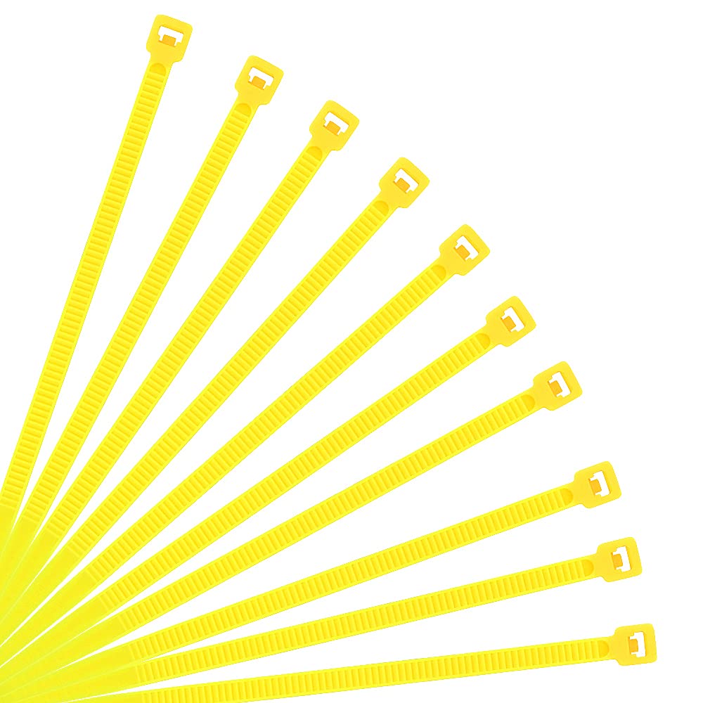 XINGO Yellow Cable Ties Pack of 500, 300mm x 3.6mm,Premium Nylon Durable Zip Ties, Self-Locking UV Resistant Nylon Plastic Wire Ties for indoor and outdoor — image 1