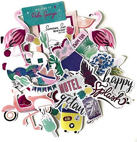 Beautiful Palm Springs Tropical Beach Stickers for Your Laptop, Scrapbooking and Travel Diary (40 Pieces)