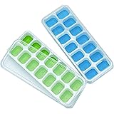 Ice Cube Trays, Silicone Easy-Release and Flexible 14-Ice Trays with Spill-Resistant Removable Lid, BPA Free, Durable and Dis