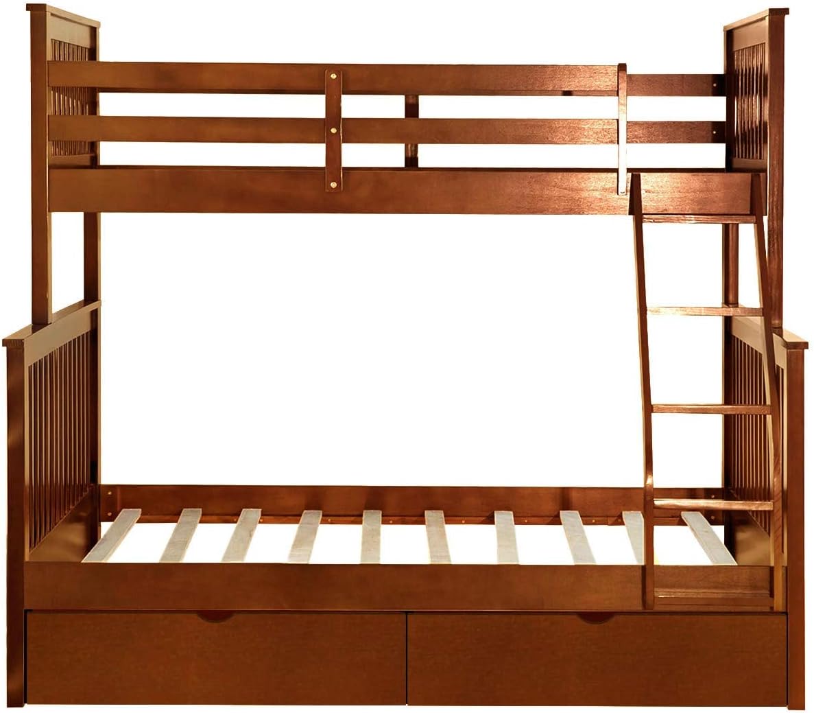 Lin Feng Xin Mu Cai Bedframe Twin-Over-Full Bunk Bed with Ladders and Two Storage Drawers Double bed