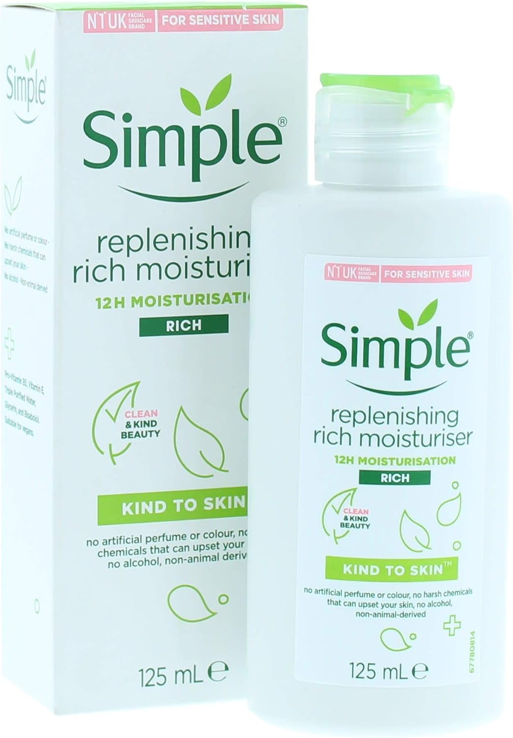 Simple Replenishing Rich Moisturiser Barrier Boost (3 x 125ml), Sensitive Skin Face Cream & Daily Hydrating Lotion