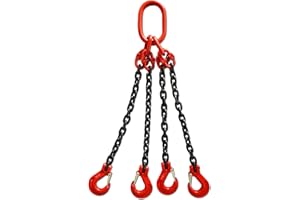 YANBORUI Chain Sling 2/5Inch X 5 Ft 6614lb 4 Leg with Sling Hooks and Adjusters Grade 80Alloy Steel Engine Chain Hoist Lifts【3 Ton-1】
