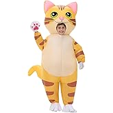 Spinosaurus Inflatable Cat Costume for Kids Thanksgiving Inflatable Costume Halloween Funny Blow Up Yellow Cat Costume for Boys Girls