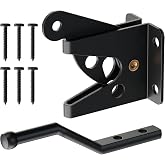 Self-Locking Gate Latch, Heavy Duty Automatic Gravity Lever for Wood Fence | Spring-Loaded Self-Locking; Thick Steel, Black Coated; for Wood Fence, Garden, Pool, Barn Gates; Works with Padlocks