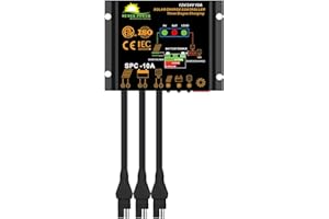 SUNER POWER Waterproof 10A Solar Charge Controller - Intelligent 12V/24V Solar Panel Battery Regulator