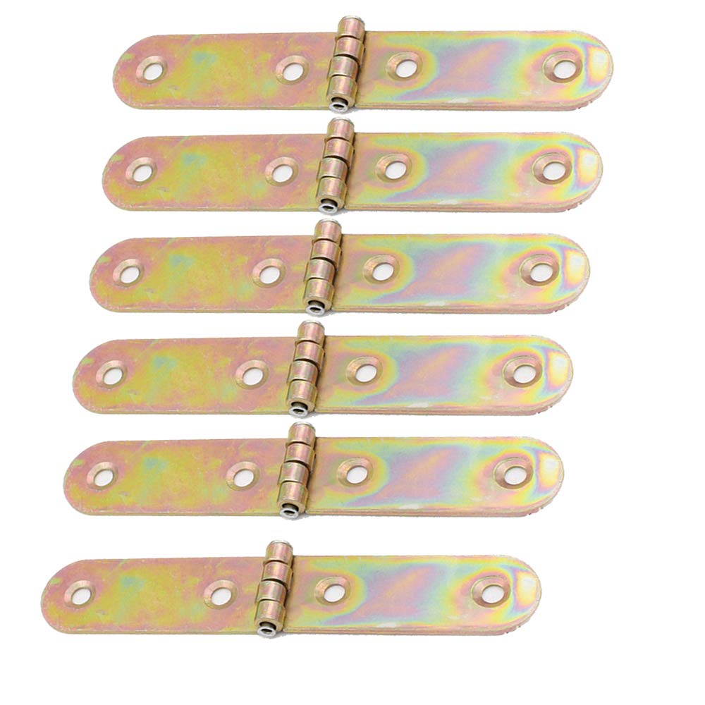 6Pcs Folding Flip Hinges, Metal Long Table Colorful Plated Flip Lid Welding Hinges Counter Flap Backflap Hinges for Folding Table, Door, Cabinet, Wardrobe (21mm*120mm) — image 1