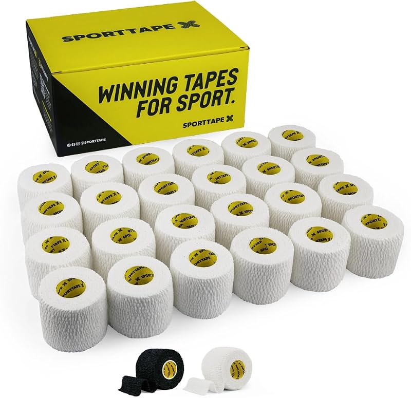 SPORTTAPE 24 Rolls Tearable 5 cm x 4.5 m Elastic Adhesive Bandage White