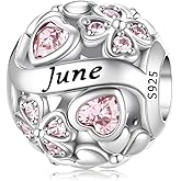 Aurevella Lucky Clover Birthstone Charms 925 Sterling Silver Charm for Pandora Bracelets and Necklaces Birthday Holiday Women Jewelry Gifts