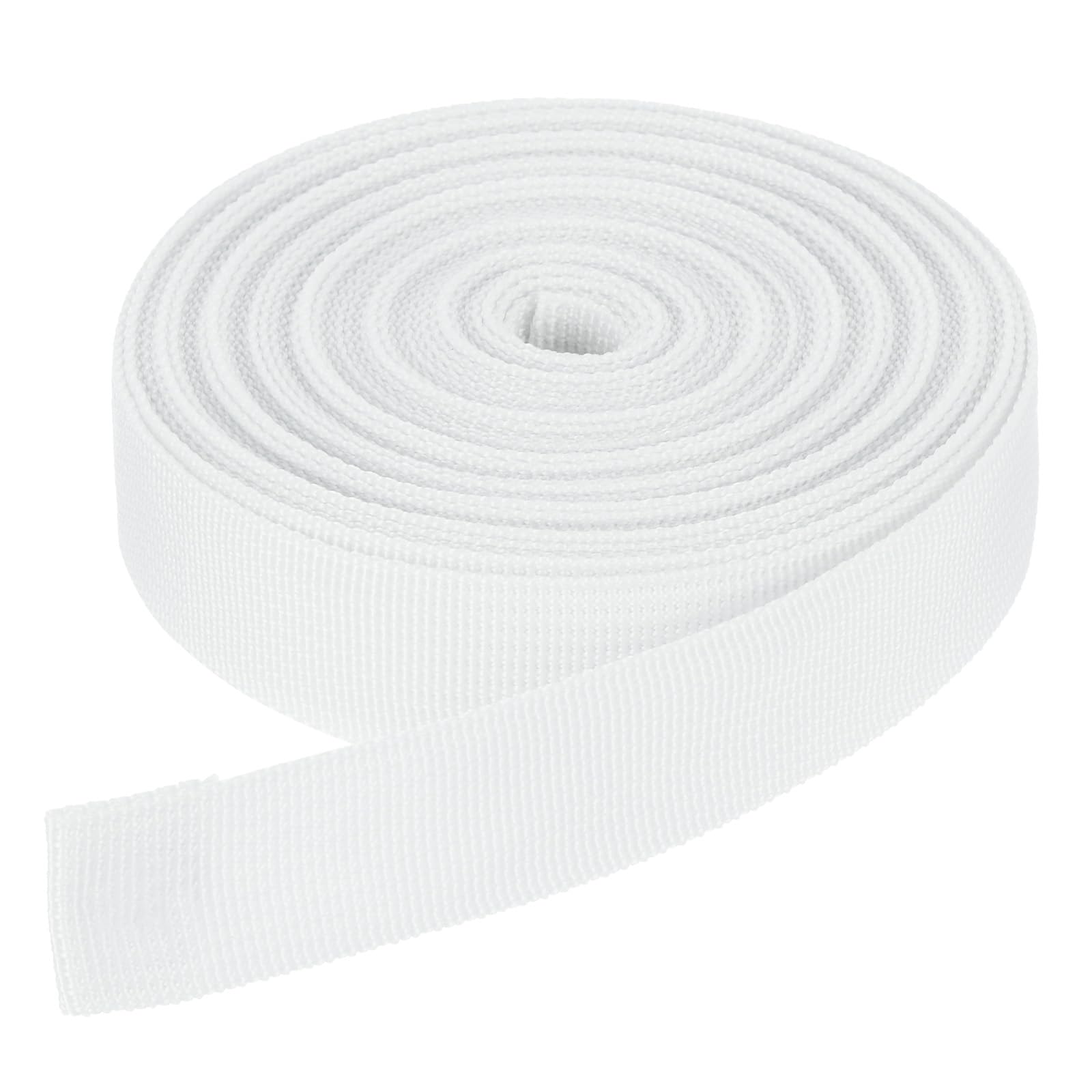 DMiotech 10 Yard x 1 Inch Width Nylon Webbing Strap Poly Flat Webbing Strapping for DIY Craft Backpack Strapping, Sewing, Outdoor Gear Repair, White