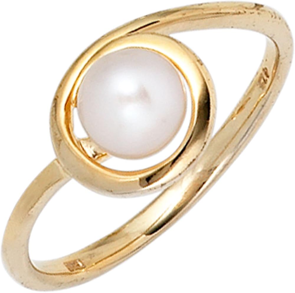 Women's Ring Pearl Freshwater Cultured Pearl Ring Pearl 585 Yellow Gold