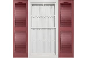 MID AMERICA Mid-America 00011467078 Standard Size Cathedral Top Center Mullion, Open Louver Vinyl Shutter, w/Installation Shutter-Lok's & Matching Screws (Per Pair), 078, 14 1/2"W x 67"H, Wineberry
