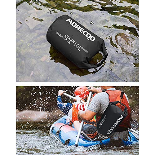 MORECOO Waterproof Bag Floating Ultra Light Dry Bag Outdoor Sports Sweatproof Dry Backpack 5L/10L for Kayaking/Rafting/Boating/Swimming/Camping/Hiking/Beach/Fishing (Black, 10L) - Thumbnail 6