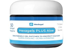 Medagel Hexagels Plus Aloe Vera - Advanced Healing Hydrogel Pads for Blister Prevention & Soothing Burn Care - Foot, Heel, Toe, & Ankle Protection, Pack of 50, 1-Inch Patches, Original Formula