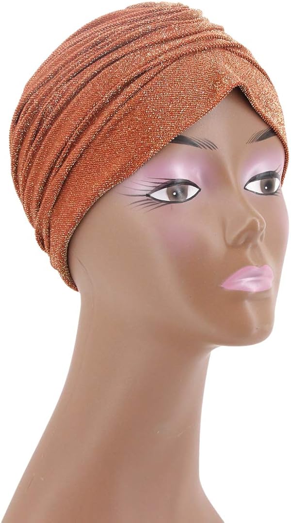 Surkat Unisex Shiny Metallic Turban Printed Sun Cap Hair Turban Hat Stretch Headwear Costume Accessory at  Women’s Clothing store