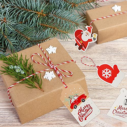 Koogel 100 Pcs Christmas Tags, Christmas Colour Gift Tags Christmas Gift Tags Xmas Paper Tags for DIY Christmas Holiday Gift Wrapping Stamp Label Packaging Business Card
