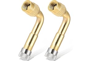 Psyqtsuary 90 Degree Valve Stem Extenders, 2 Pcs Universal Brass Tire Valve Extension Adaptor Metal Valve Stem Extensions for Passenger Cars, Bicycles, Motorcycles, RV, Trailers