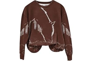ZDRZK Long Sleeve Tops for Woman Horse Print Crewneck Oversized Retro Shirts Blouse Casual Loose 2024 Basic Clothes