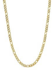U7 3mm Figaro Chain 18K Gold with Inlaid Stainless