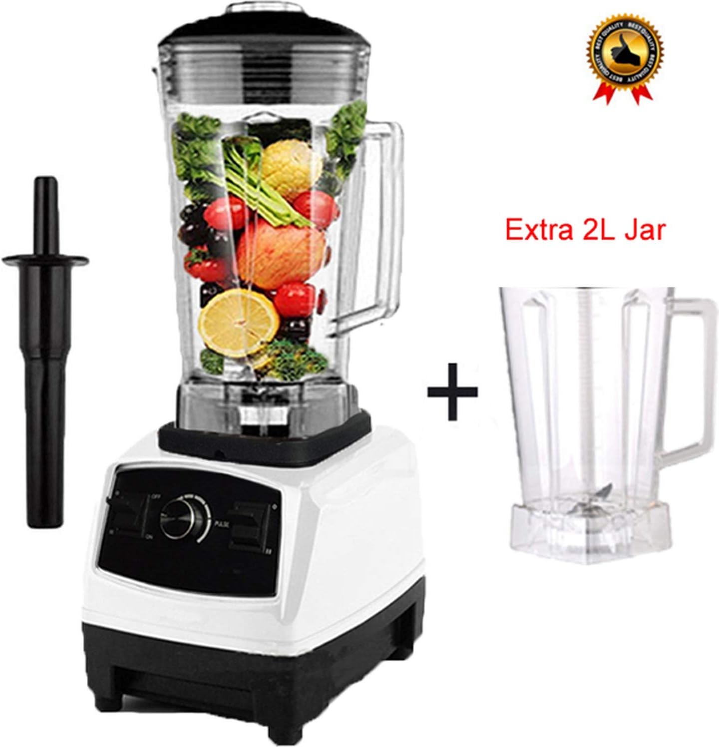 Us/Eu Quality G5200 Bpa Free 3Hp 2200W Heavy Duty Commercial Blender Juicer Ice Smoothie Professional Processor Mixer,White Extra Jar1,Uk Plug