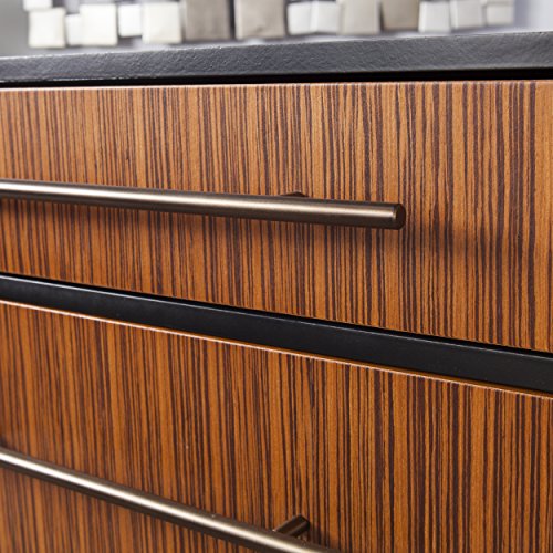 Holly & Martin Brock Storage Bench, Black, Gray, and Zebrawood Finish LAVORIST