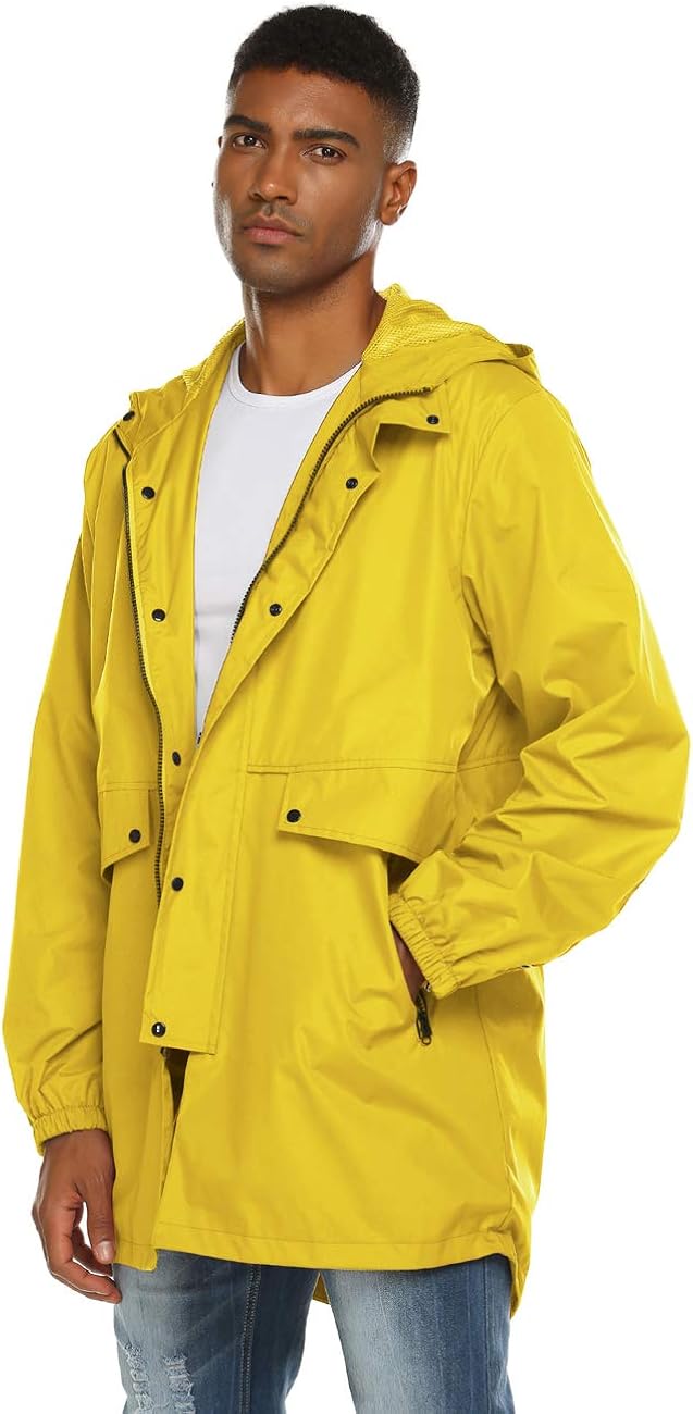 Avoogue Mens Breathable Rain Jacket Waterproof with Hood Windbreaker All Weather: Clothing