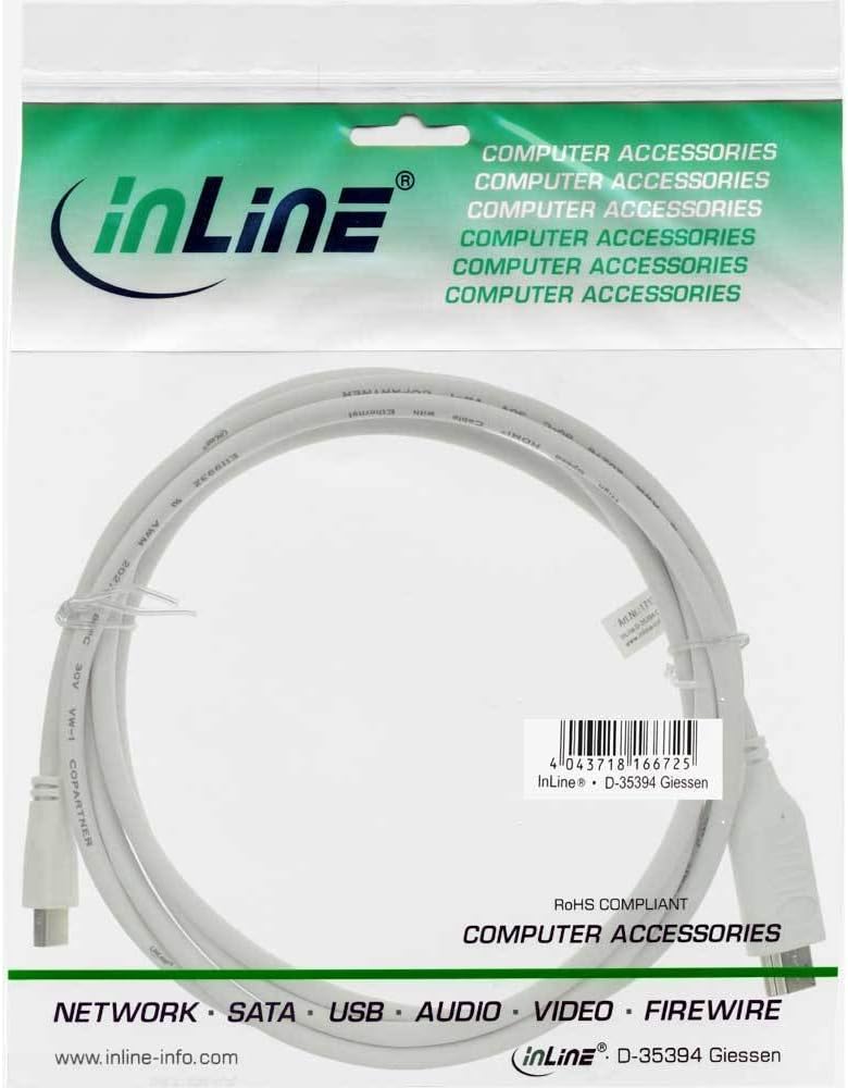 InLine 17174I Mini DisplayPort to HDMI Converter Cable 4K2K with Audio White 0.5m, 0.5 Meters - Image 3