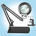 10X Magnifying Glass with Light, 2024 New Upgrade Infinite Color and Brightness Magnifying Desk Large Lamp & Clamp, 2-in-1 LED Hands Free Lighted Magnifier Stand for Craft Hobby Close Work Soldering