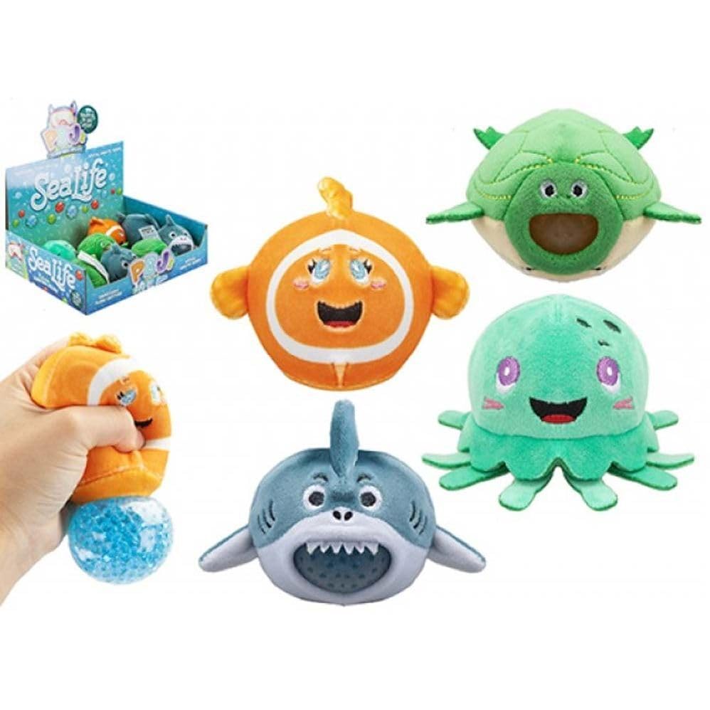 PBJ's Sealife Plush With Jelly Ball Inside (8cm) 1 Pc. - 4 Adorable Assorted Designs, Perfect Stress Reliever, Sensory Toy, & Gift