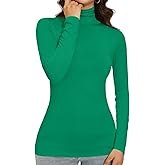 Womens Turtleneck Shirts Long Sleeve Slim Fitted Casual Basic Lightweight Undershirt Tops
