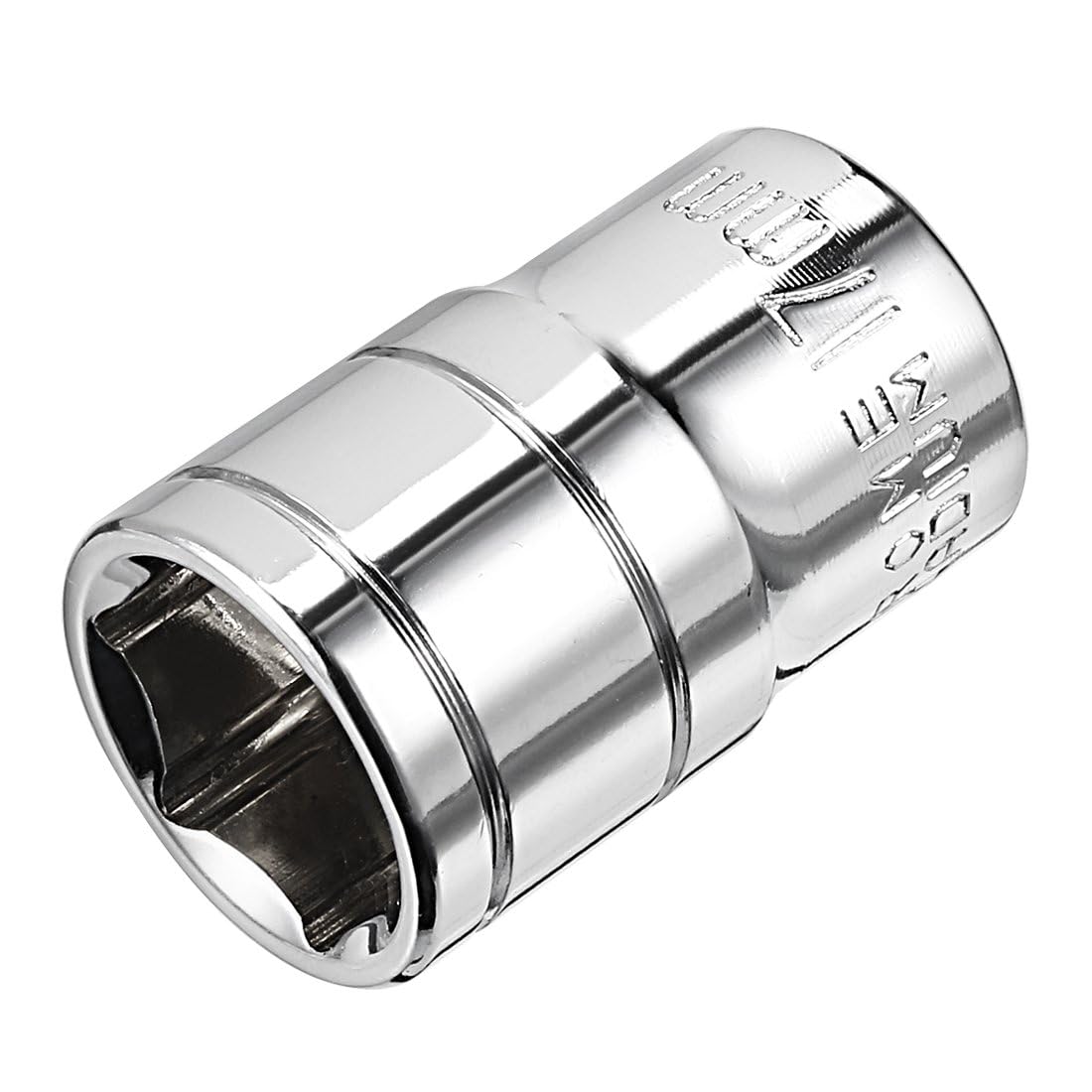 TOP-VIGOR 1/2-Inch Drive 17mm 6-Point Shallow Socket, Metric, Cr-V Drive Socket for Auto Repairing and Household