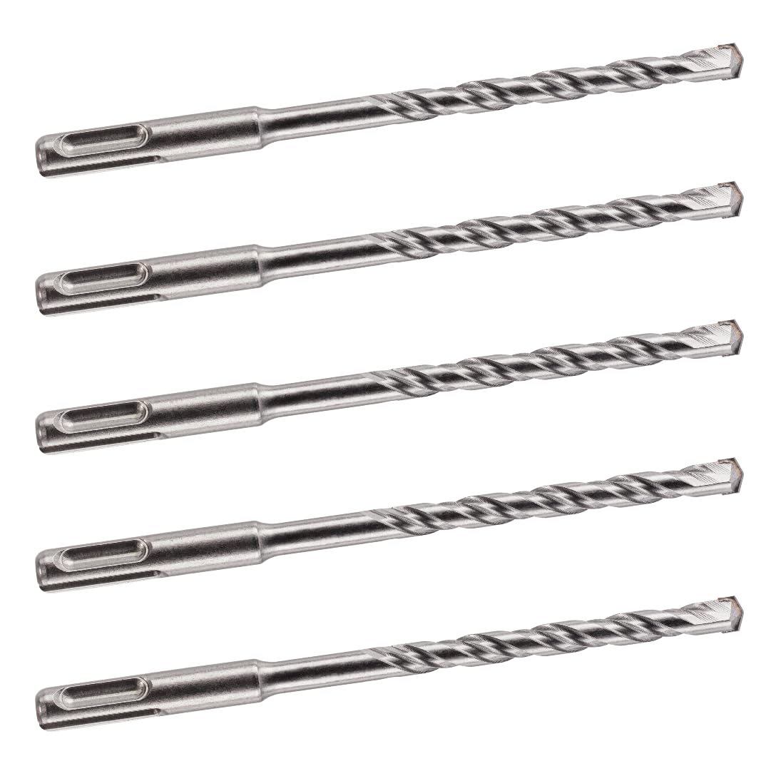 5 PACK OF - 8mm x 160mm LONG SDS + PLUS MASONRY DRILL BIT, TUNGSTEN CARBIDE TIP, FOR STONE CONCRETE BRICK