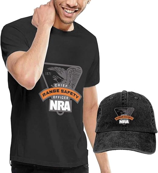 Baostic Herren Kurzarmshirt NRA Range Safety Officer TShirts and Caps