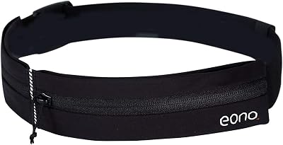 Eono Water Resistant Running Belt with Adjustable Elastic Strap Black