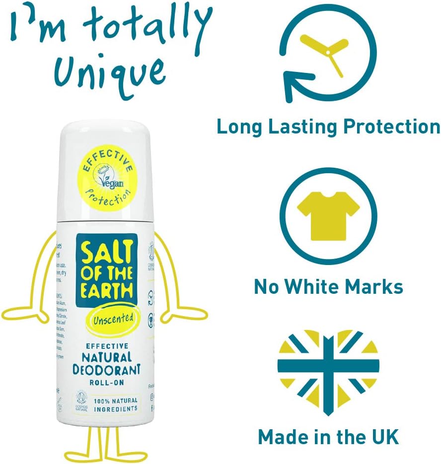Salt of the Earth, Natural Deodorant Roll On, Effective Protection, 100% Natural Origin Ingredients, Vegan, Fragrance Free - Image 4