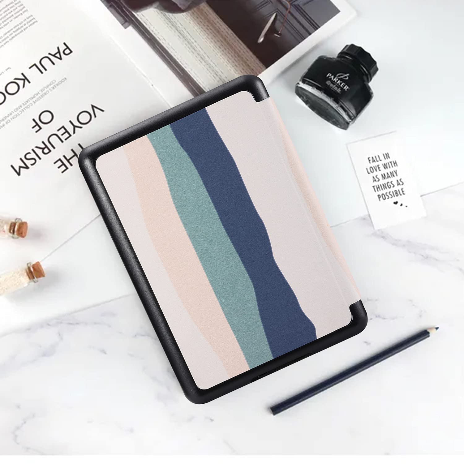 SCSVPN Case for Kindle Paperwhite 10th Generation 2018 with Hand Strap - Auto Sleep/Wake, Slim PU Leather Smart Protective Cover ONLY Fit 6'' Kindle Paperwhite Case Model NO. PQ94WIF, Colorful Blue