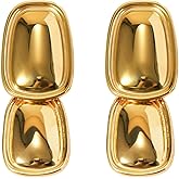 House of Hunter Double Drop Statement Earrings – Modern Gold-Tone Lightweight Earrings for Women