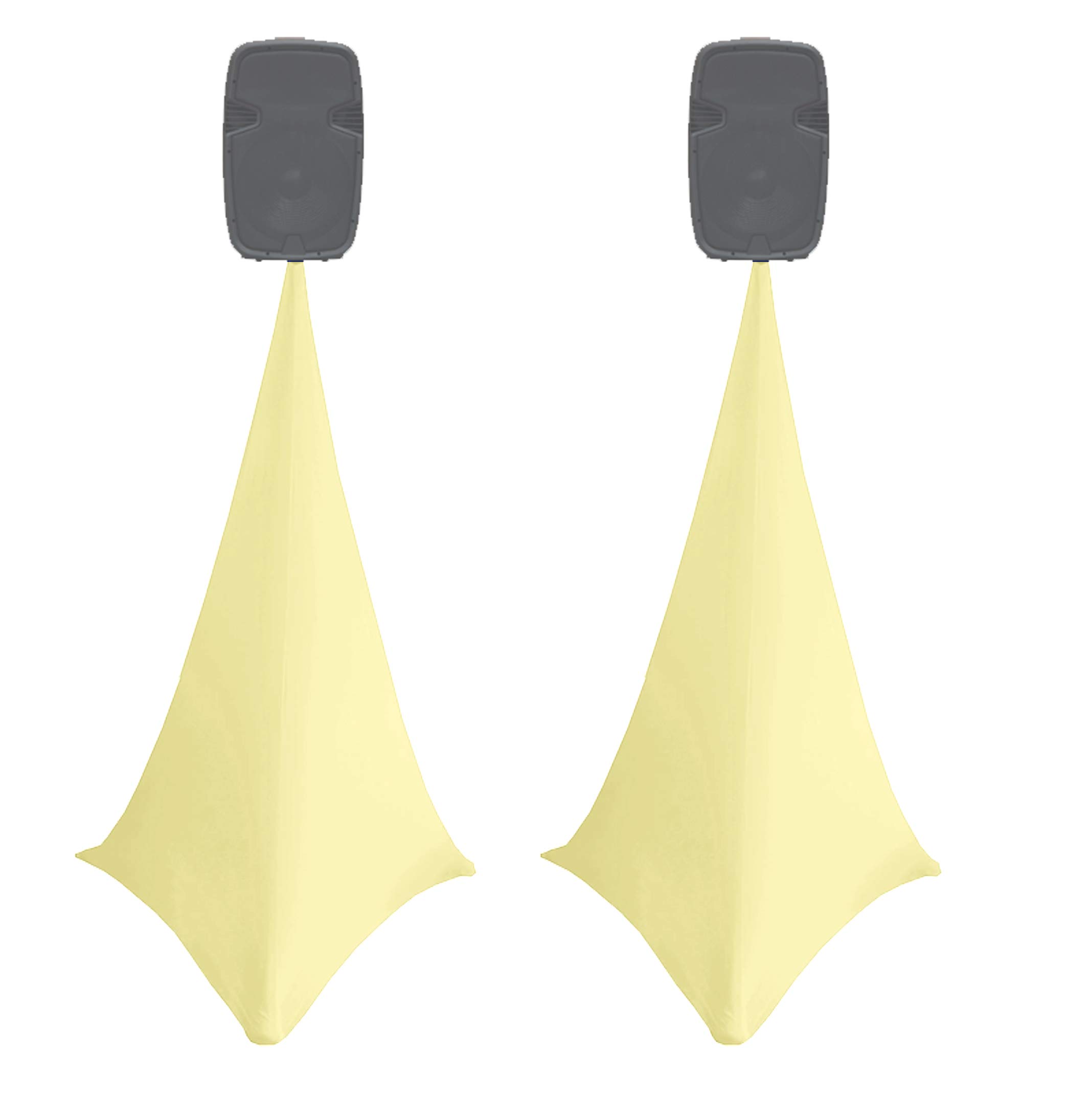 2x spandex stretch speaker stands scrims, DOUBLE SIDED tripod cover (cream)
