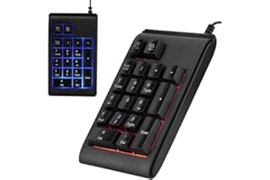 Mini 19-Key Wired 3-Color USB Numeric Keypad Mechanical Touch-Feeling 10 Million Clicks Number Pad, Plug and Play