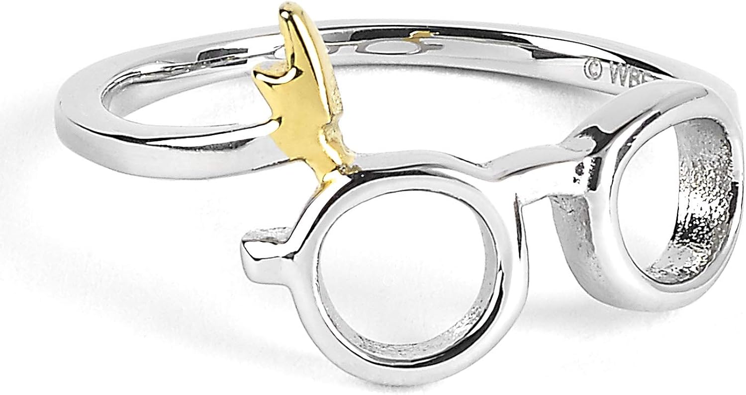 The Carat Shop - Anillo de plata de ley con perno y gafas, tamaño grande