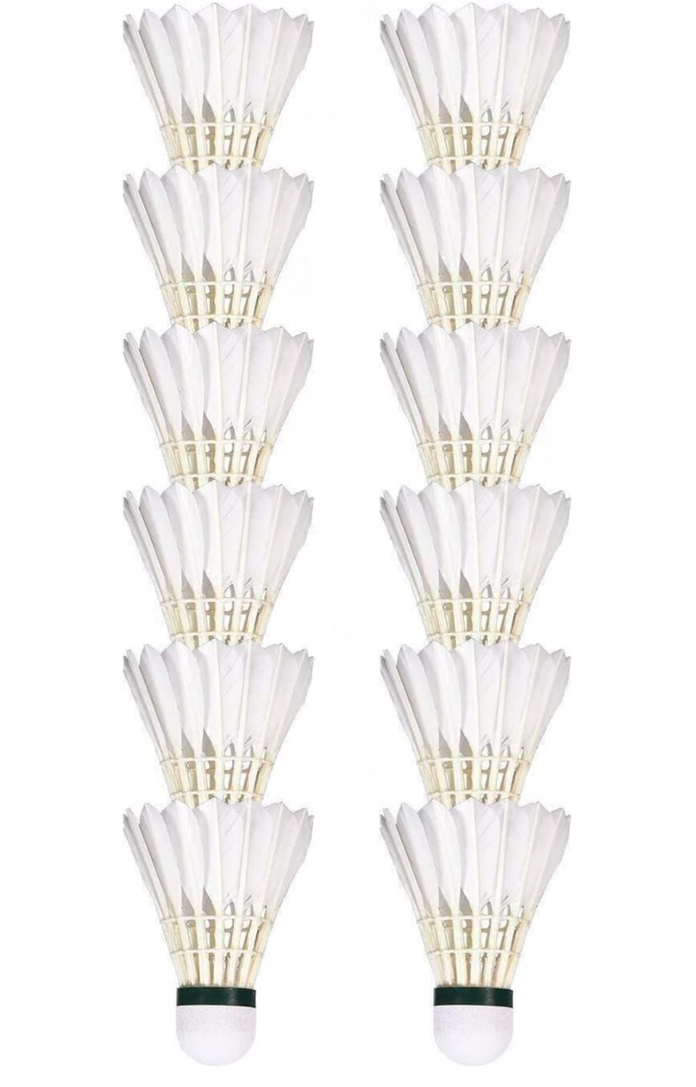 Voarge 12-Pack Professional Feather Badminton, Shuttlecocks with Excellent Durability Stability, High Speed Badminton Balls for Indoor Outdoor Game Training Exercise, White