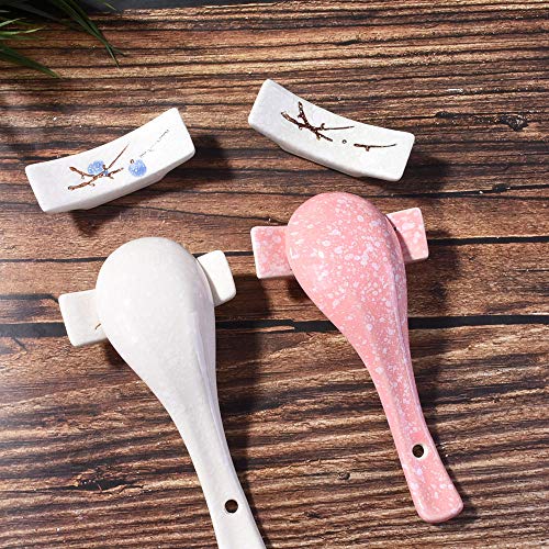 Japanese Style set of 4pcs Ceramic Chopstick Stand Rest Rack Spoon Fork Knife Holder Set