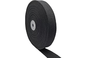 LULIZZIE Heavy Cotton Webbing 1 Inch Wide 10 Yard Polyester Cotton Webbing Strap for Bag Handles, Bag Strap,Tote Bag Webbing，Cloth Belt,Making Outdoor Supplies (Black)